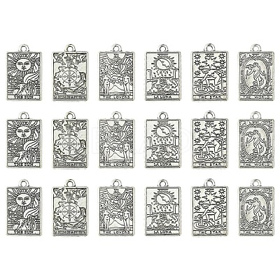 18Pcs 6 Styles Zinc Tibetan Style Alloy Pendants FIND-YW0004-70B-1