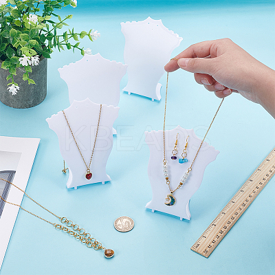 Bust Shaped Plastic Slant Back Necklace Jewelry Storage Rack ODIS-WH0099-35-1