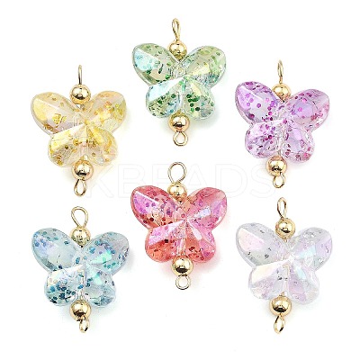 Transparent Acrylic Glitter Butterfly Connector Charms PALLOY-JF02958-1
