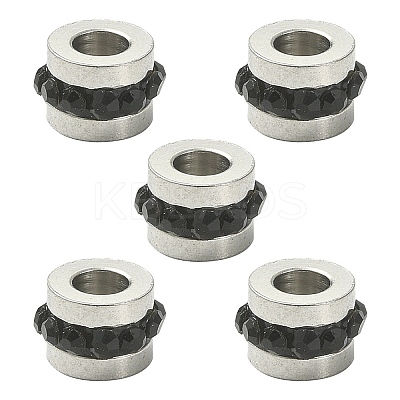 201 Stainless Steel Polymer Clay Rhinestone Inlaid Beads RB-YW0001-11B-1