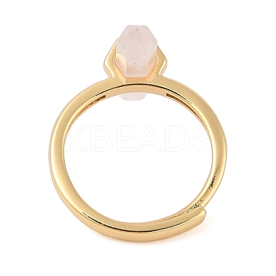 Double Pointed Hexagonal Prism Natural Rose Quartz Adjustable Rings for Women RJEW-G327-01G-04-1