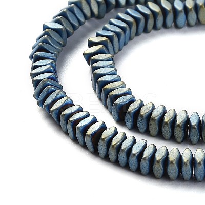 Frosted Square Electroplate Non-magnetic Synthetic Hematite Beads Strands X-G-E403-73C-1