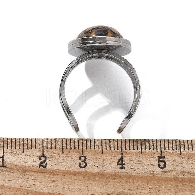 Oval Natural Leopard Skin Jasper Finger Rings RJEW-M062-02P-16-1
