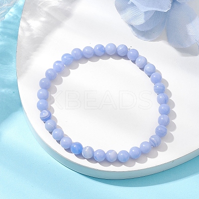 Natural Dyed Blue Lace Agate Beads Stretch Bracelets for Women BJEW-JB11260-1