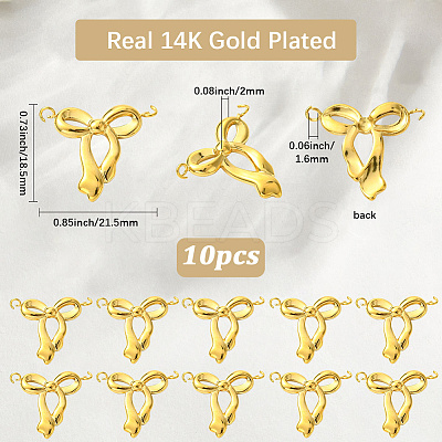 10Pcs 304 Stainless Steel Bowknot Connector Charms STAS-SC0010-53-1
