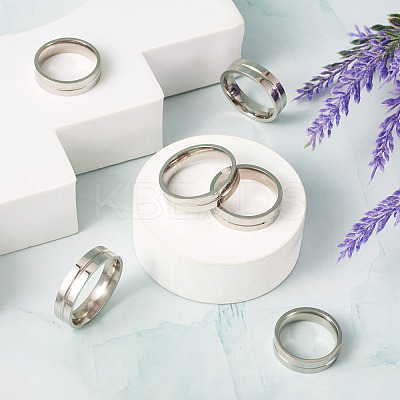 6Pcs 6 Style 202 & 201 Stainless Steel Stainless Steel Grooved Finger Ring for Men Women RJEW-YS0001-01-1