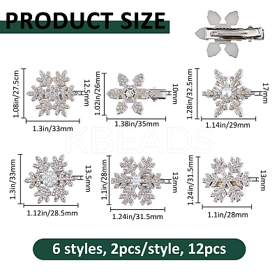 12Pcs 6 Styles Christmas Alligator Hair Clips PHAR-FH0001-07-1
