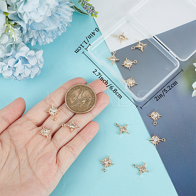16Pcs 2 Style Brass Micro Pave Clear Cubic Zirconia Charms KK-BBC0010-97-1