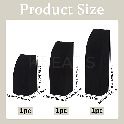 3Pcs 3 Sizes Vertical Wooden Covered with Velvet Necklace Display Stands NDIS-WH20001-03B-1