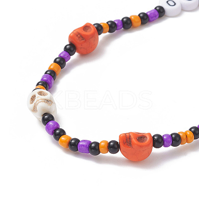 Halloween Glass Beaded Mobile Straps HJEW-TA00010-1