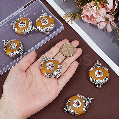 6Pcs Ethnic Style Zinc Alloy with Resin Connector Charms FIND-PH0028-05B-1