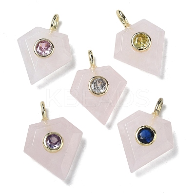 Natural Rose Quartz Faceted Pendants G-F819-03G-07-1