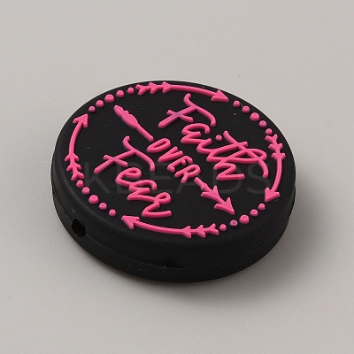 Flat Round with Arrow Silicone Focal Beads SIL-WH0021-06E-1