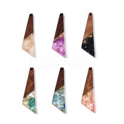 Transparent Resin & Walnut Wood Pendants RESI-N039-70-1