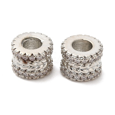 Rack Plating Brass Cubic Zirconia European Beads KK-R147-03P-1