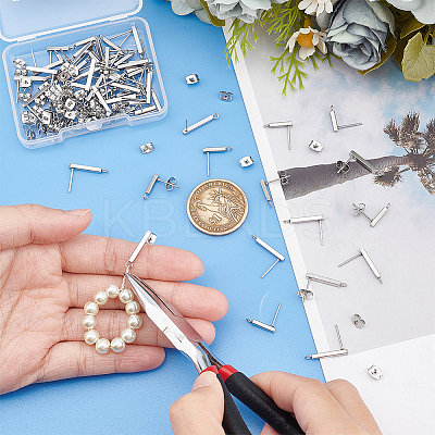 60Pcs 2 Size 304 Stainless Steel Stud Earring Finding STAS-UN0054-97-1