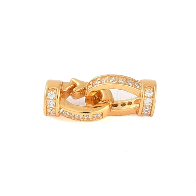 925 Sterling Silver Micro Pave Clear Cubic Zirconia Fold Over Clasps LS-STER-U004-02G-1