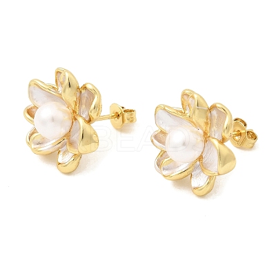 Brass Enamel Stud Earrings KK-CBAB173-02B-G-1