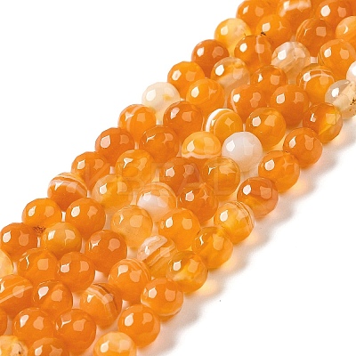 Natural Striped Agate/Banded Agate Beads Strands G-A246-8mm-08-1