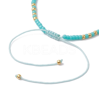 Bohemian Style Natural Amazonite & Glass Braided Bead Bracelet BJEW-JB10136-02-1