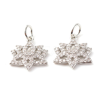Brass Micro Pave Clear Cubic Zirconia Pendants ZIRC-P094-25P-RS-1