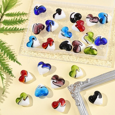 24Pcs 6 Colors Handmade Lampwork Beads LAMP-FS0001-35-1