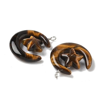 Natural Tiger Eye Pendants G-Z086-01P-25-1