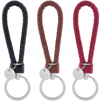 12Pcs 3 Colors PU Leather Knitting Keychains KEYC-CL0001-20A-1
