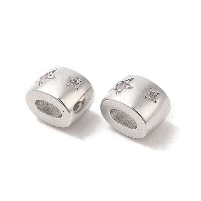 Brass Micro Pave Cubic Zirconia Beads KK-Q773-02P-01-1