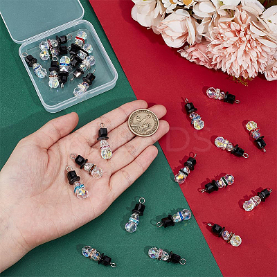 24Pcs 12 Colors Faceted Glass Pendants PALLOY-PH01807-1