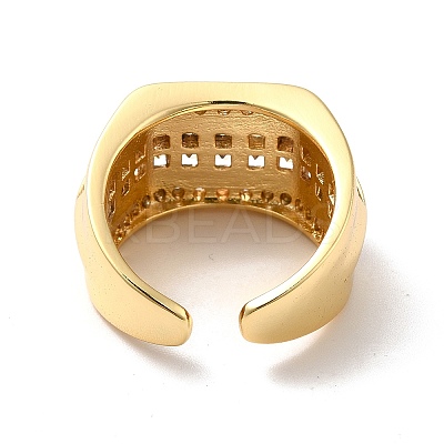 Clear Cubic Zirconia Multi Line Open Cuff Ring RJEW-C041-01G-1