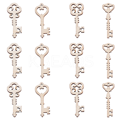 100Pcs Unfinished Wood Pendants WOOD-CJ0001-55-1