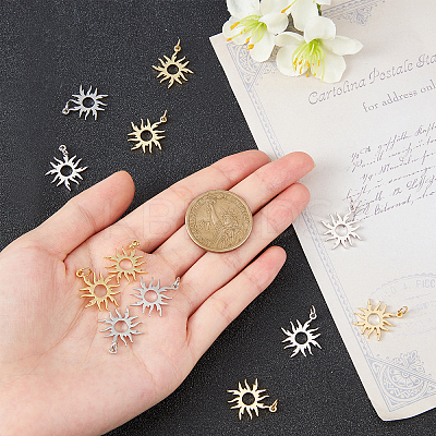16Pcs 2 Colors Brass Pendants KK-CA0001-56-1