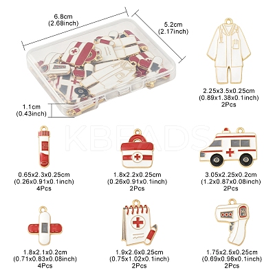 18Pcs 7 Styles Medical Theme Alloy Enamel Pendants FIND-FS0004-36-1