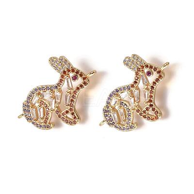 Brass Micro Pave Cubic Zirconia Bunny Links connectors ZIRC-K081-12G-1