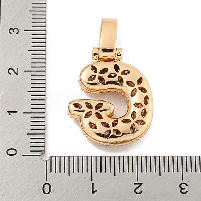 Brass Micro Pave Clear Cubic Zirconia Pendants KK-B099-01G-G-1