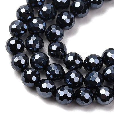 Electroplated Natural Agate Beads Strands G-B191-A07-6mm-18-1