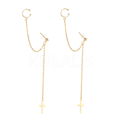 Handmade 304 Stainless Steel Dangle Studs Earrings EJEW-JE04576-1