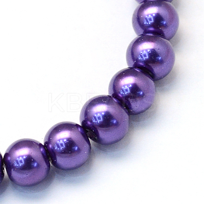 Baking Paint Pearlized Glass Pearl Round Bead Strands HY-Q330-8mm-76-1