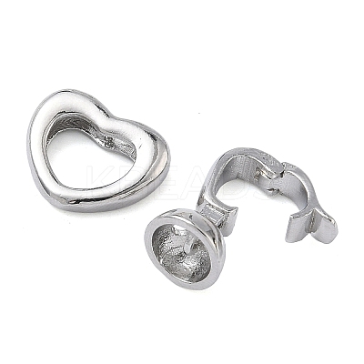 Heart Brass Fold Over Clasps KK-Z143-14P-1