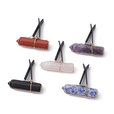 Wire Wrapped Bullet Natural Gemstone Car Air Vent Clips JEWB-BR00136-1