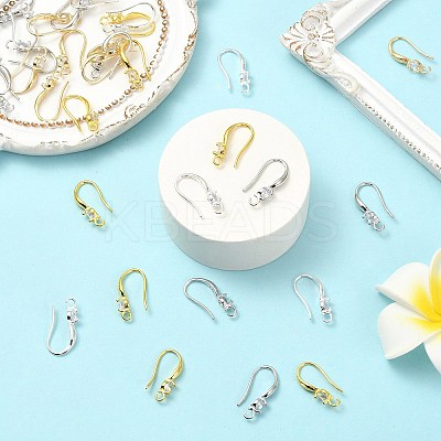 40Pcs 4 Colors Brass Micro Pave Clear Cubic Zirconia Hoop Earring Findings KK-CJ0003-97-1