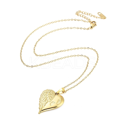 Heart with Wing 304 Stainless Steel Pendant Necklaces NJEW-G083-03A-G-1