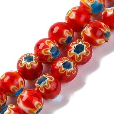 Handmade Millefiori Lampwork Beads Strands LAMP-G164-05A-1
