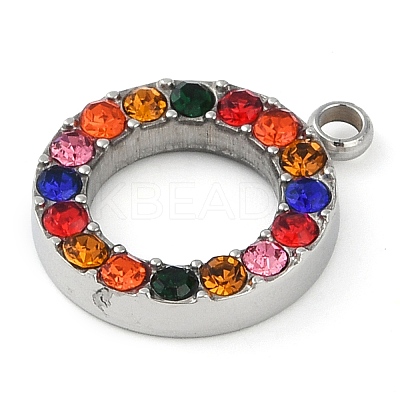 304 Stainless Steel Rhinestone Pendants STAS-S131-04P-02-1