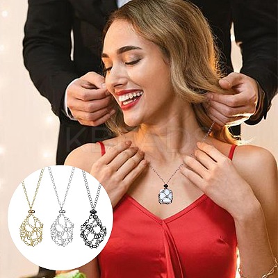 3Pcs 3 Style Brass Braided Macrame Pouch Empty Stone Holder for Pendant Necklaces Making NJEW-SZ0001-63-1