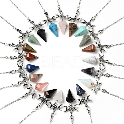 Gemstone Hexagonal Pointed Dowsing Pendulums G-J393-AP-1