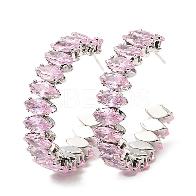 Cubic Zirconia Round Stud Earrings EJEW-Q7710-01P-1