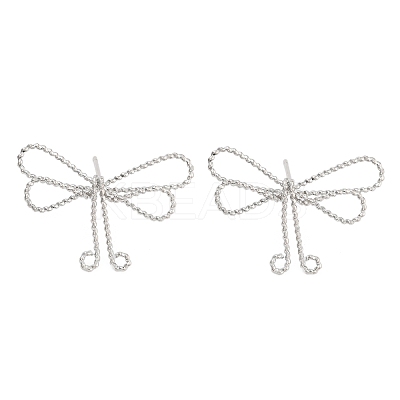 Twisted Bowknot Brass Stud Earrings for Women EJEW-S216-04A-P-1