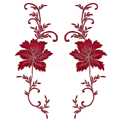 Peony Polyester Embroidery Ornament Accessories PATC-WH0008-04B-1